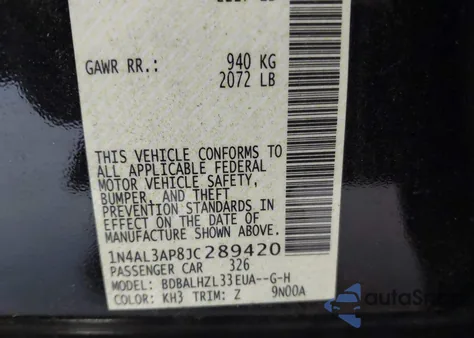 2018 Nissan Altima 2.5 Sr from USA, damaged, VIN 1N4AL3AP8JC289420